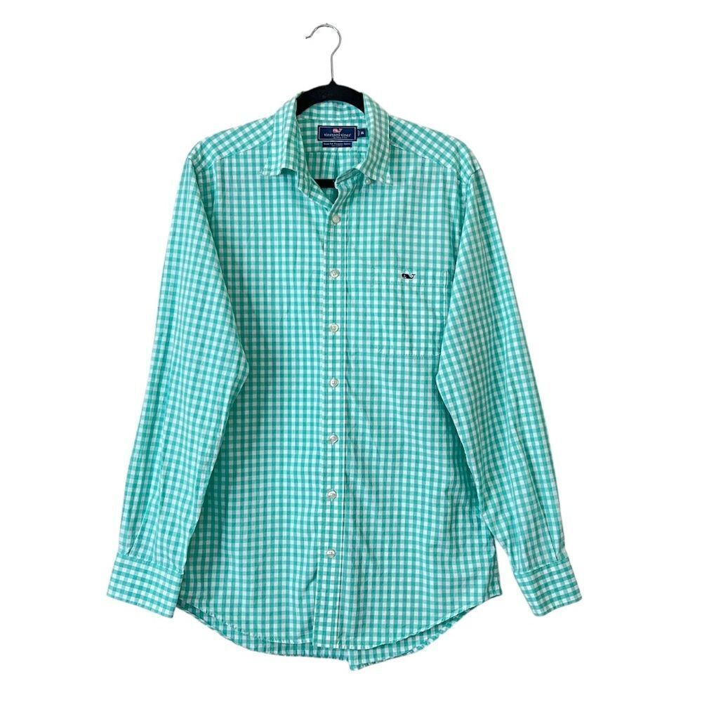 Vineyard Vines Gingham Slim Fit Tucker Shirt Size M Long Sleeve Button Down